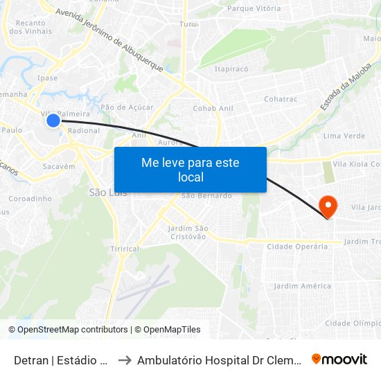 Detran | Estádio Castelão to Ambulatório Hospital Dr Clementino Moura map