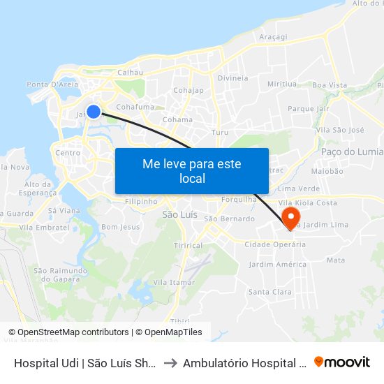 Hospital Udi | São Luís Shopping (Sentido Centro) to Ambulatório Hospital Dr Clementino Moura map
