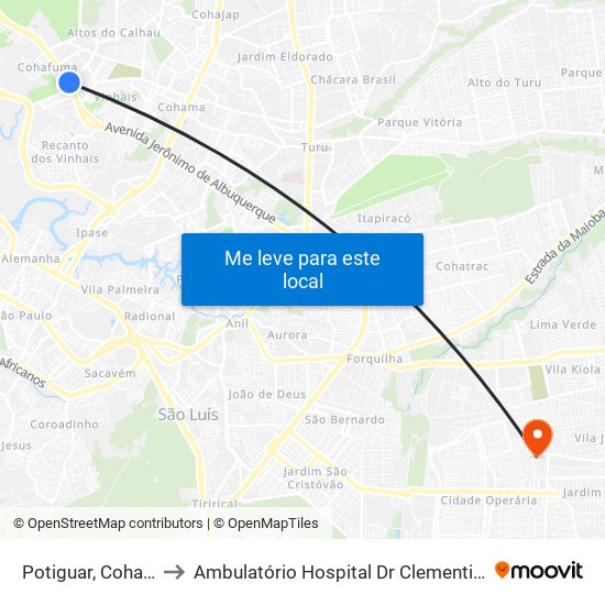 Potiguar, Cohafuma to Ambulatório Hospital Dr Clementino Moura map