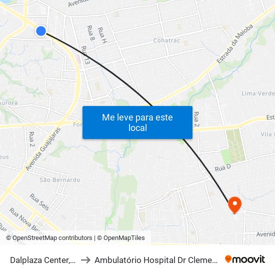 Dalplaza Center, Cohab to Ambulatório Hospital Dr Clementino Moura map
