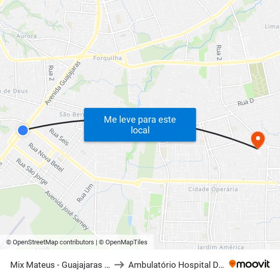 Mix Mateus - Guajajaras (Sentido Aeroporto) to Ambulatório Hospital Dr Clementino Moura map