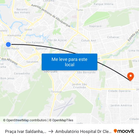 Praça Ivar Saldanha, João Paulo to Ambulatório Hospital Dr Clementino Moura map