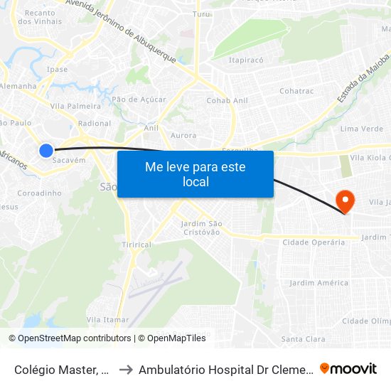 Colégio Master, Filipinho to Ambulatório Hospital Dr Clementino Moura map