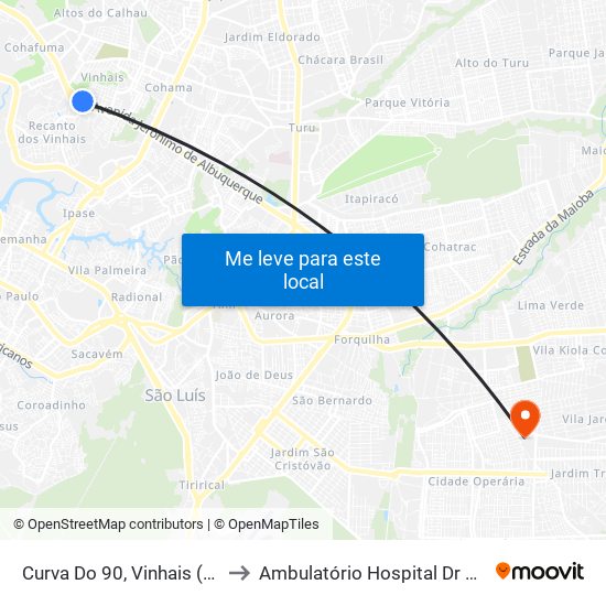 Curva Do 90, Vinhais (Sentido Centro) to Ambulatório Hospital Dr Clementino Moura map