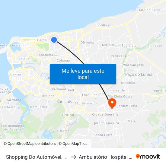 Shopping Do Automóvel, Calhau (Sentido Centro) to Ambulatório Hospital Dr Clementino Moura map
