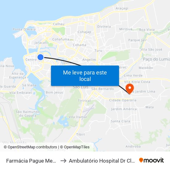 Farmácia Pague Menos, Camboa to Ambulatório Hospital Dr Clementino Moura map