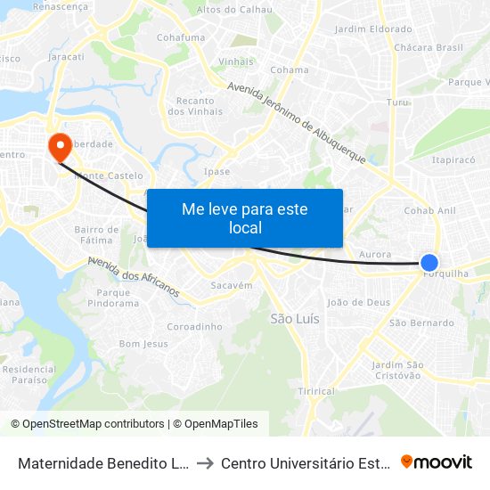 Maternidade Benedito Leite to Centro Universitário Estácio map