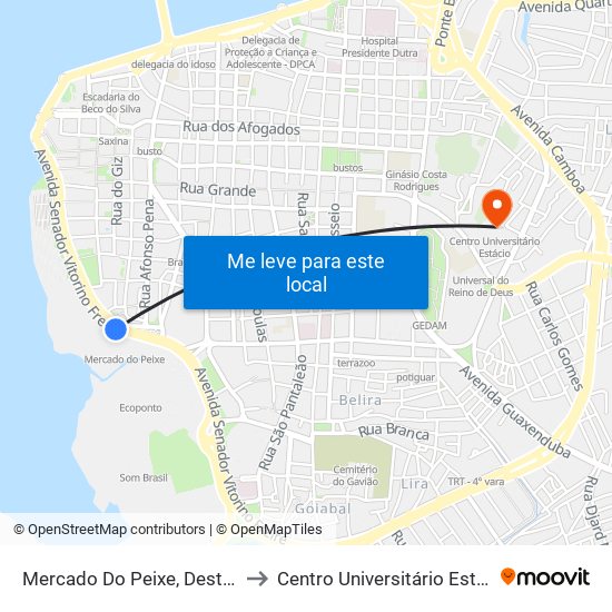 Mercado Do Peixe, Desterro to Centro Universitário Estácio map