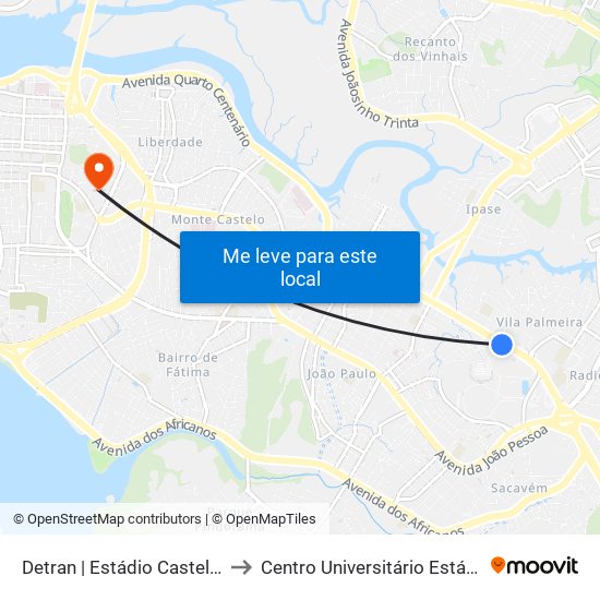 Detran | Estádio Castelão to Centro Universitário Estácio map