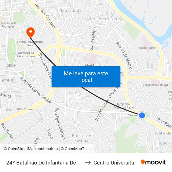 24º Batalhão De Infantaria De Selva, João Paulo to Centro Universitário Estácio map