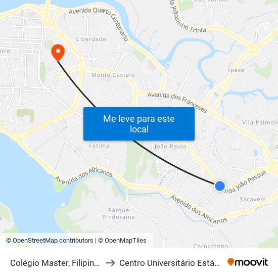 Colégio Master, Filipinho to Centro Universitário Estácio map