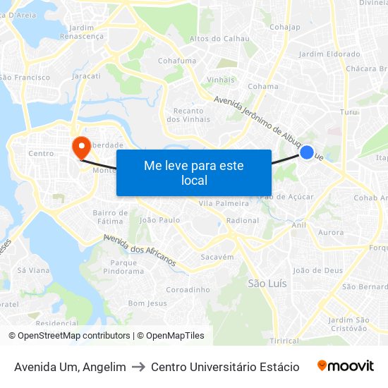 Avenida Um, Angelim to Centro Universitário Estácio map