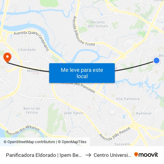 Panificadora Eldorado | Ipem Bequimão (Sentido Centro) to Centro Universitário Estácio map