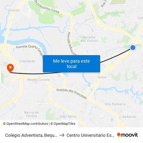 Colégio Adventista, Bequimão to Centro Universitário Estácio map