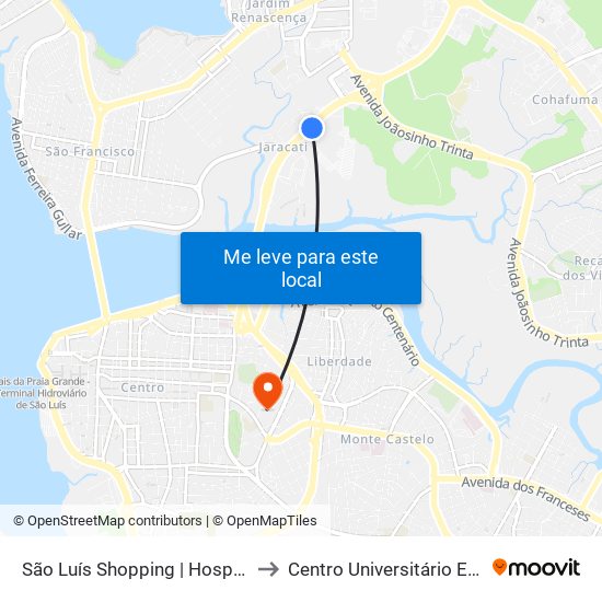 São Luís Shopping | Hospital Udi to Centro Universitário Estácio map