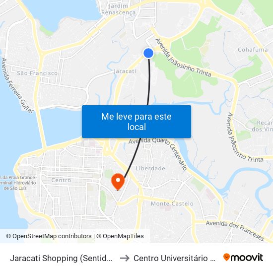 Jaracati Shopping (Sentido Bairro) to Centro Universitário Estácio map