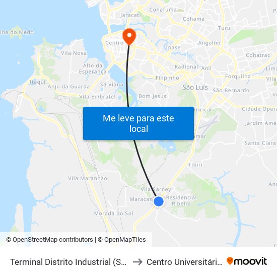 Terminal Distrito Industrial (Sentido Centro) to Centro Universitário Estácio map