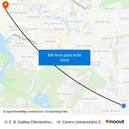 U. E. B. Galileu Clementino Ramos to Centro Universitário Estácio map