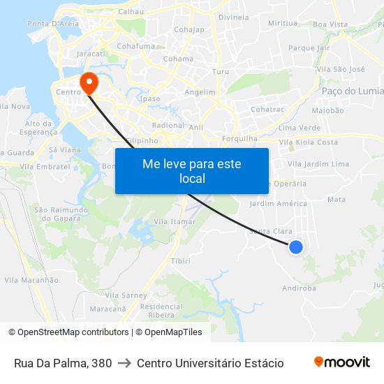 Rua Da Palma, 380 to Centro Universitário Estácio map