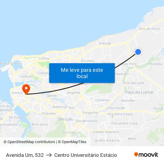 Avenida Um, 532 to Centro Universitário Estácio map