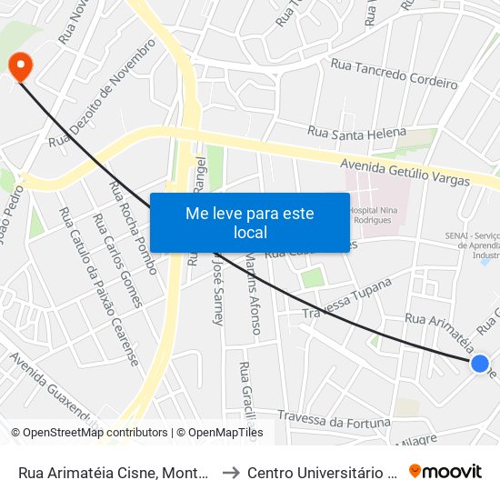 Rua Arimatéia Cisne, Monte Castelo to Centro Universitário Estácio map