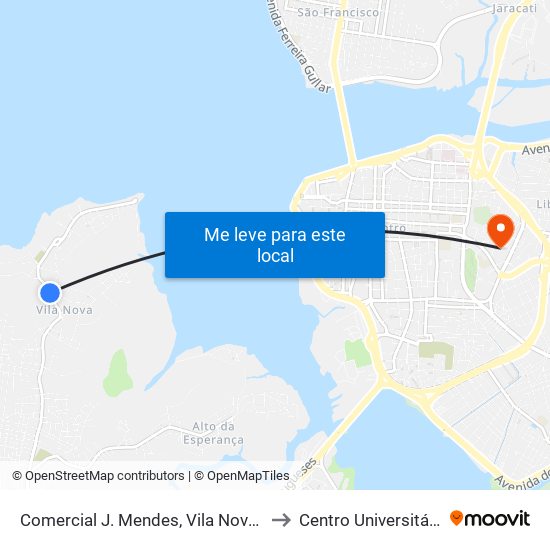 Comercial J. Mendes, Vila Nova (Sentido Bairro) to Centro Universitário Estácio map
