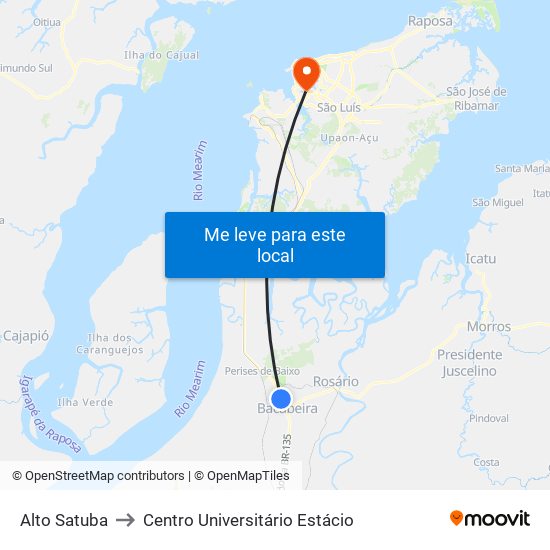 Alto Satuba to Centro Universitário Estácio map