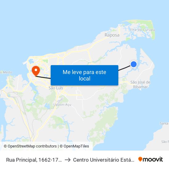 Rua Principal, 1662-1724 to Centro Universitário Estácio map