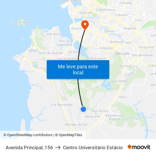 Avenida Principal, 156 to Centro Universitário Estácio map