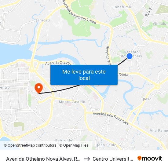 Avenida Othelino Nova Alves, Recanto Dos Vinhais to Centro Universitário Estácio map