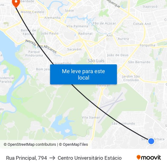 Rua Principal, 794 to Centro Universitário Estácio map