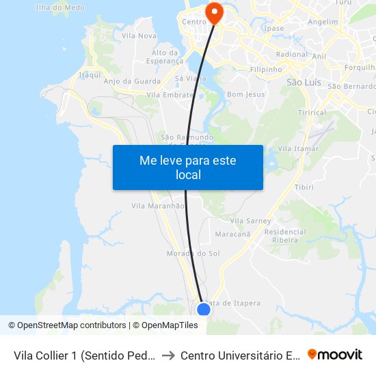 Vila Collier 1 (Sentido Pedrinhas) to Centro Universitário Estácio map
