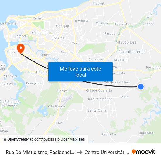 Rua Do Misticismo, Residencial Nova Terra to Centro Universitário Estácio map