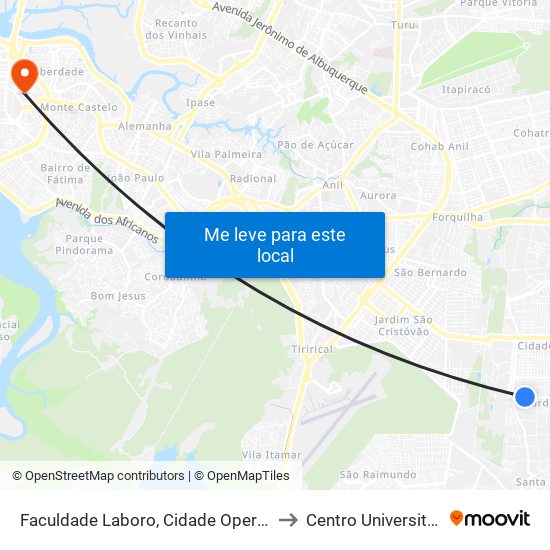 Faculdade Laboro, Cidade Operária (Sentido Bairro) to Centro Universitário Estácio map