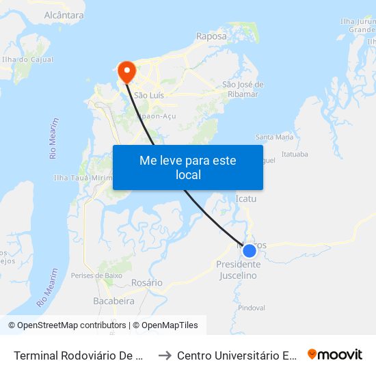 Terminal Rodoviário De Morros to Centro Universitário Estácio map