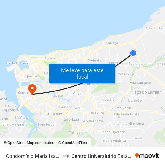 Condomínio Maria Isabel to Centro Universitário Estácio map