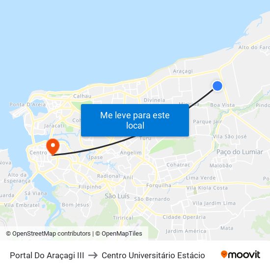 Portal Do Araçagi III to Centro Universitário Estácio map