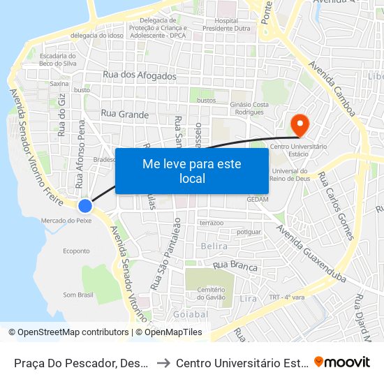 Praça Do Pescador, Desterro to Centro Universitário Estácio map