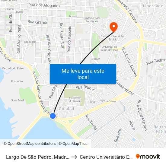 Largo De São Pedro, Madre Deus to Centro Universitário Estácio map