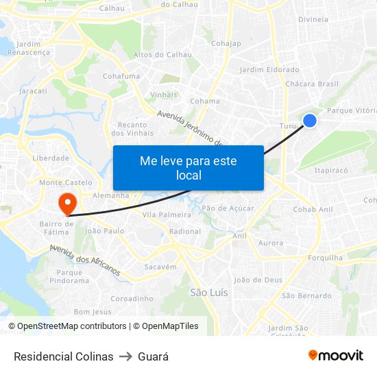 Residencial Colinas to Guará map