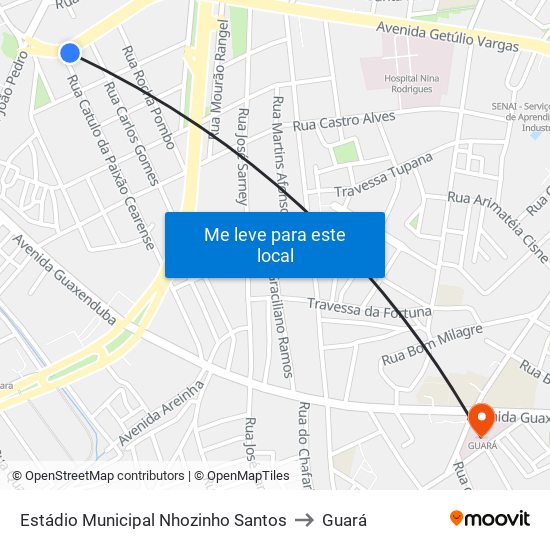 Estádio Municipal Nhozinho Santos to Guará map