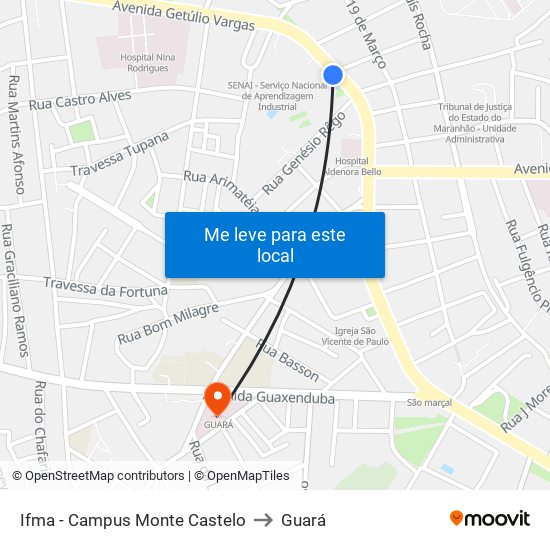 Ifma - Campus Monte Castelo to Guará map