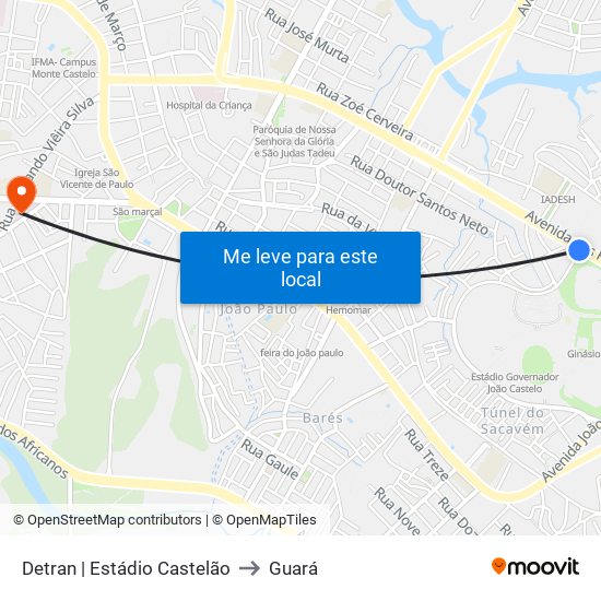 Detran | Estádio Castelão to Guará map