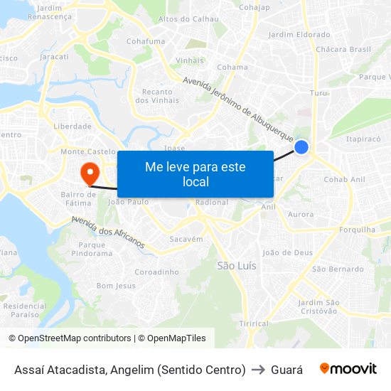 Assaí Atacadista, Angelim (Sentido Centro) to Guará map