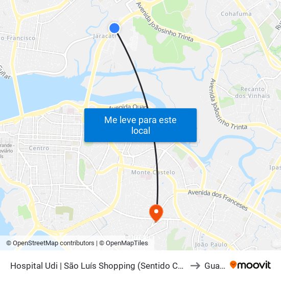Hospital Udi | São Luís Shopping (Sentido Centro) to Guará map