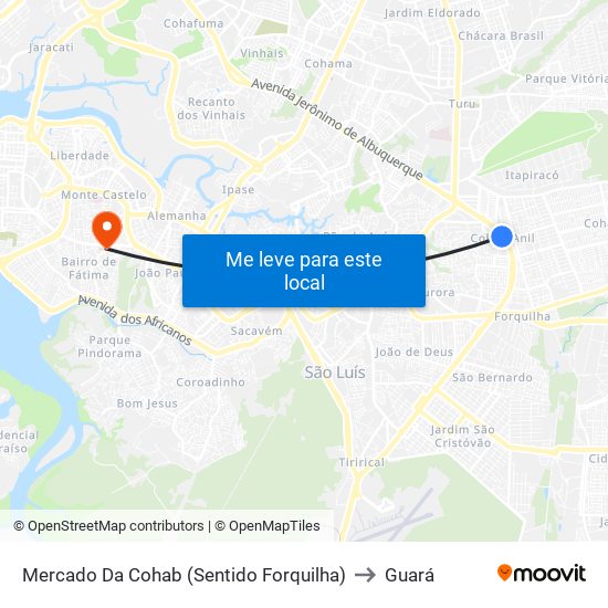 Mercado Da Cohab (Sentido Forquilha) to Guará map