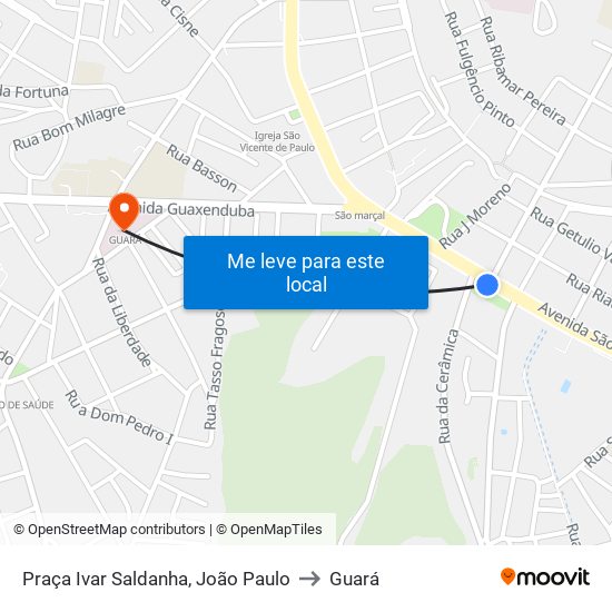 Praça Ivar Saldanha, João Paulo to Guará map