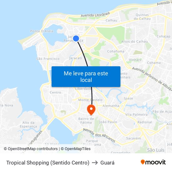 Tropical Shopping (Sentido Centro) to Guará map