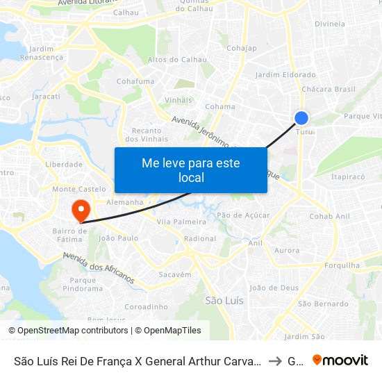 São Luís Rei De França X General Arthur Carvalho X Aririzal (Sentido Centro) to Guará map