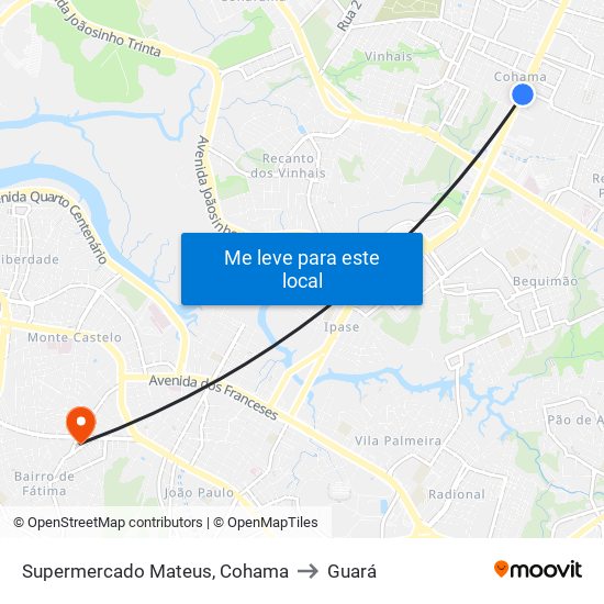 Supermercado Mateus, Cohama to Guará map